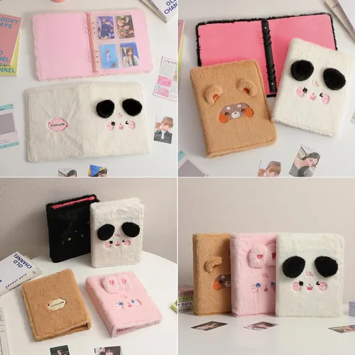Vista 6 de Carpeta A5 de dibujos animados de felpa para tarjetas fotográficas con 20 fundas interiores de 3 pulgadas para álbumes de fotos en hojas sueltas