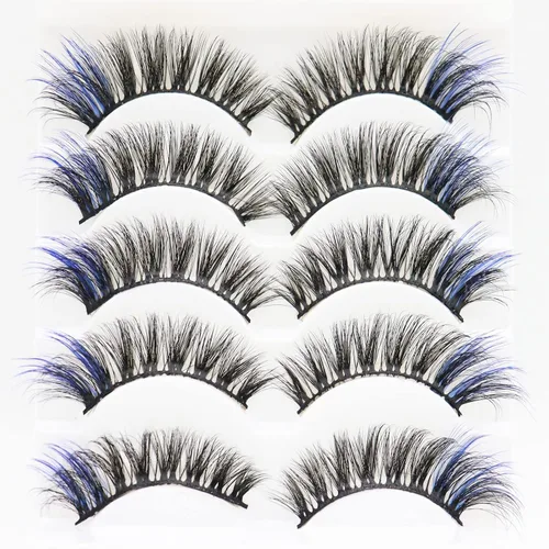 Vista 8 de DAODER Pestañas postizas de colores, pestañas postizas esponjosas con color azul, de 0.55 a 0.63 pulgadas, rizo C medio, volumen completo, pestañas