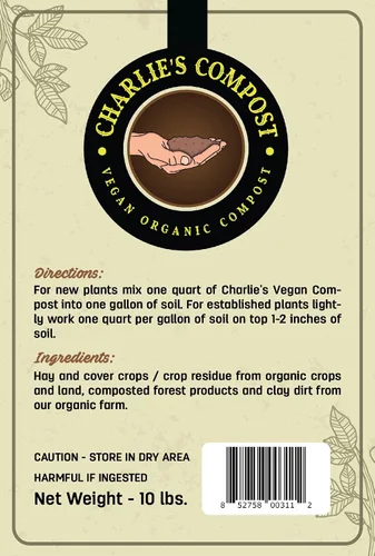 Vista 2 de Charlie's Vegan Compost – Jardinería orgánica concentrada vegana sin crueldad animal para plantas enmienda de suelo potenciador de suciedad
