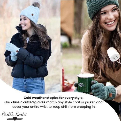 Vista 5 de Britt's Knits Guantes cálidos de punto de puño completo para mujer, talla única