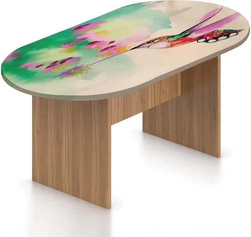 Vista 9 de Mantel ovalado ajustable para mesa de patio, mantel de poliéster elástico de colibríes, mantel ajustable con estampado musical de pájaros voladores