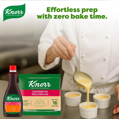 Vista 4 de Knorr Professional - Paquetes de mezcla de postre de flan de caramelo y crema, 8 onzas, paquete de 6 0.00 oz de grasa trans, vegetariano, 96