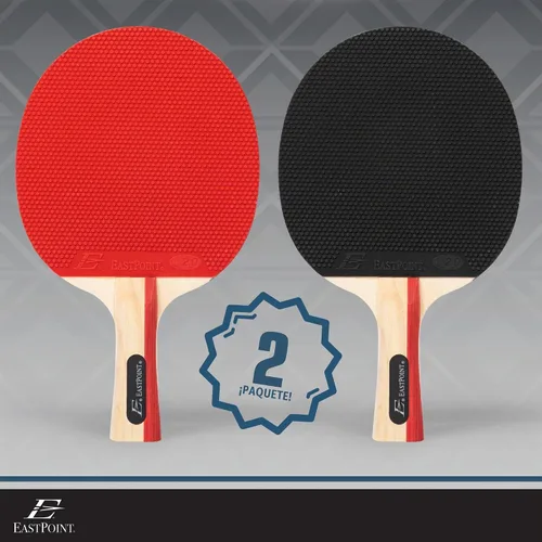 Vista 5 de EastPoint Ping Pong Paddles, 2 Player Paddle Set, Outdoor Games, 2 Pc Pips-Out Rubber for Spin & Shot Control, Five-Ply Wood, Yard Games, Camping