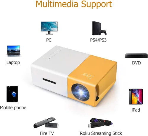 Vista 10 de Mini Proyector, Meer Proyector de Video LCD LED Pico Portátil a Todo Color para Regalo de Niños, Película de Video TV, Juego de Fiesta