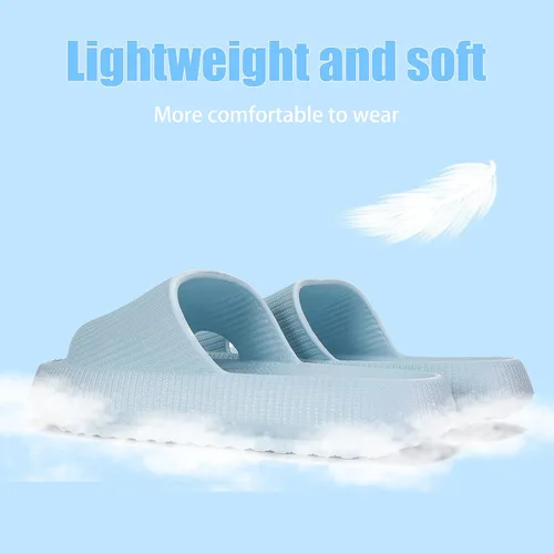 Vista 3 de rosyclo Pantuflas con sensación de nube para mujeres y hombres, pantuflas acolchadas para la ducha, sandalias de baño, máxima comodidad, ligeras