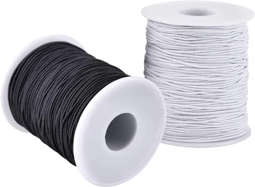 Vista 9 de Cuerda elástica para pulseras, 1 mm x 100,6 metros de cordón elástico resistente para hacer joyas, collares, cuentas - Negro