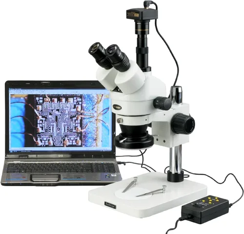 Vista 4 de AmScope sm-1ts-144 a Professional trinocular zoom microscopio estéreo, WH10 X Oculares, 7 x -45 X Ampliación, 0.7 x -4.5 X Zoom lente, four-zone