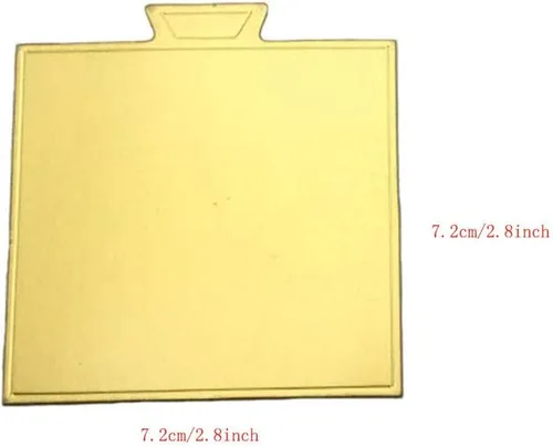 Vista 5 de Paquete de 100 mini tablas de base de pastel, juego de cartón redondo y cuadrado para pastel de mousse dorado, ideal para bufé de postres, bodas