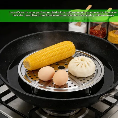 Vista 2 de Estante de vapor de acero inoxidable 2 piezas de 8.6 pulgadas para olla a presión instantánea