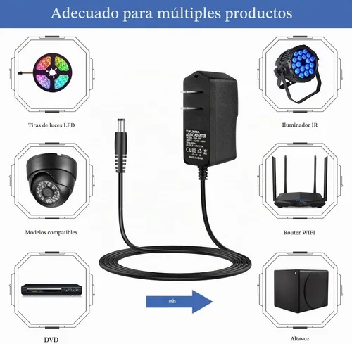 Vista 4 de Adaptador de fuente de alimentación de pared de 12 V CC 2A con enchufe de 0.083 in x 5.5 2A (2000 MA) CA 100-240 V a CC 12 voltios, adaptador