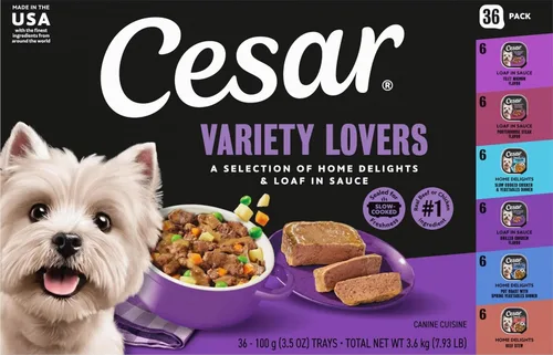 Vista 11 de Cesar Loaf and Delights - Alimento húmedo para perros, amantes de la variedad, 36 unidades, paquete de 2