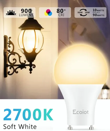 Vista 2 de GU24 - Bombillas LED A19 del anochecer al amanecer, sensor de luz LED A19, sensor de fotocélula, encendido/apagado automático para iluminación