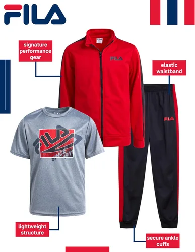Vista 2 de Fila Conjunto deportivo deportivo para niños, sudadera de tricot de 3 piezas, pantalones deportivos, camisa, ropa deportiva para niños (4-16)