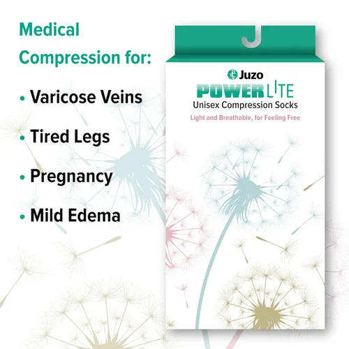 Vista 5 de Juzo Power Lite, 2620, hasta la rodilla, calcetines de compresión de 15-20 mmHg para estilos de vida activos, hombres y mujeres, M, color negro