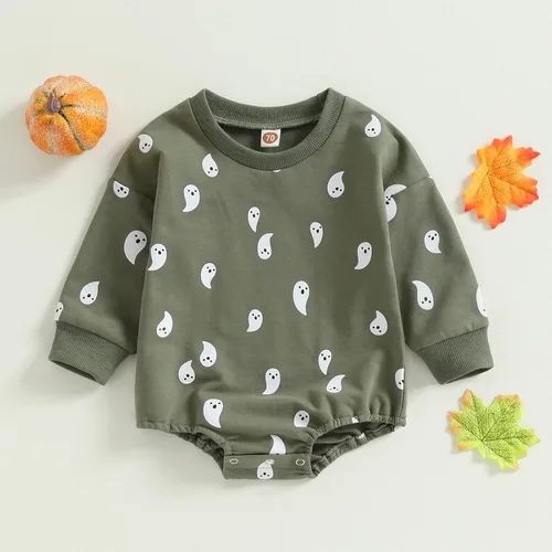 Vista 2 de Thorn Tree Sudadera de manga larga de Halloween para bebé, niño, niña, suéter de gran tamaño, cuello redondo, ropa de otoño e invierno