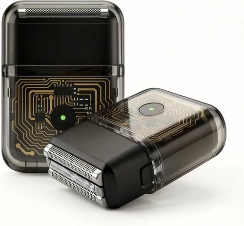 Vista 9 de Afeitadora eléctrica de aluminio para hombres: maquinilla de afeitar compacta de viaje para la cara - IPX7 impermeable y carga rápida USB-C