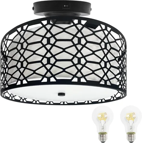 Vista 10 de Facon Lámparas colgantes de 12 V para autocaravana, luz de techo interior de 11 pulgadas con interruptor, 2 bombillas LED E26 reemplazables Lámpara