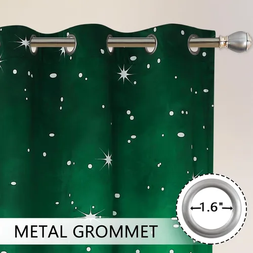 Vista 3 de CAROMIO, cortinas de Navidad para sala de estar, juego de 2 paneles, cortinas largas de terciopelo de 63 pulgadas, cortinas decorativas con copos