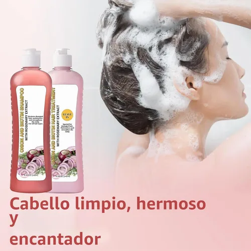 Vista 5 de Champú de biotina y romero, champú de cebolla y romero para cabello suave y brillo para el crecimiento del cabello, pérdida de cabello