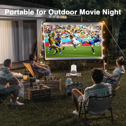 Vista 7 de [Aplicaciones integradas] PANSEBA Mini proyector inteligente ajustable de 270° con WiFi 6 y Bluetooth, proyector de película para exteriores
