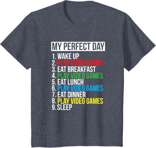 Vista 53 de My Perfect Day" - Camiseta negra de ajuste clásico, cuello redondo, manga corta, poliéster y algodón, Negro