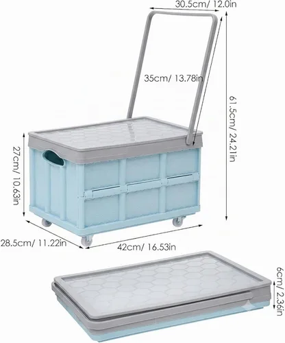 Vista 2 de Contenedores de almacenamiento plegables con tapas, cajas plegables de plástico apilables de 30 L, caja de almacenamiento de plástico apilable Rosa
