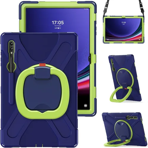 Vista 39 de Funda de silicona resistente para Samsung Galaxy Tab S9+ de 12.4 pulgadas 2023/S8+ /S7+/S7 Fe, con correa para el hombro, soporte para bolígrafo S