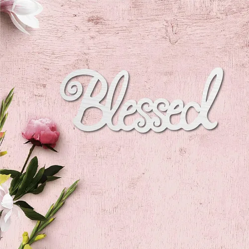 Vista 5 de CREATCABIN Letrero de madera con texto en inglés «Blessed» para decoración de pared, letras recortadas con láser, sin terminar, rústico, decorativo