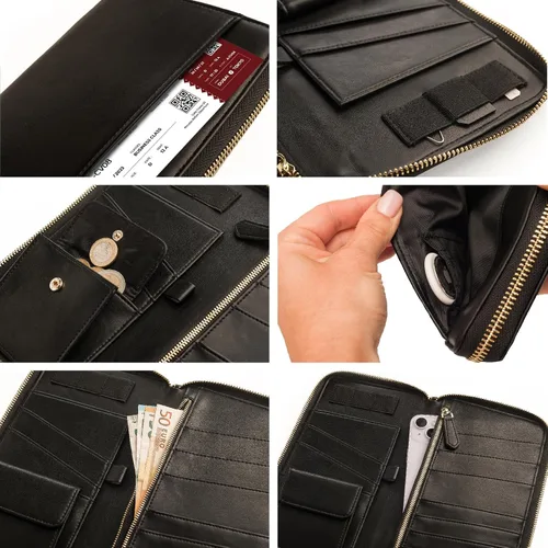 Vista 5 de Organizador de Documentos de Viaje - Funda RFID para Cartera de Pasaporte, Soporte Familiar para ID de Muñequera