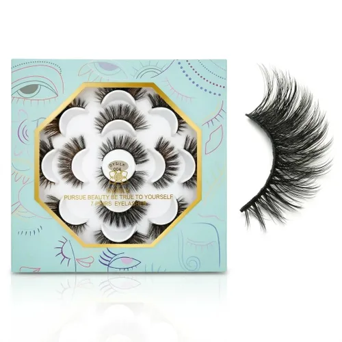 Vista 12 de DYSILK Pestañas postizas naturales de visón 6D, aspecto dramático, pestañas postizas esponjosas, extensión de maquillaje, pestañas largas hechas a