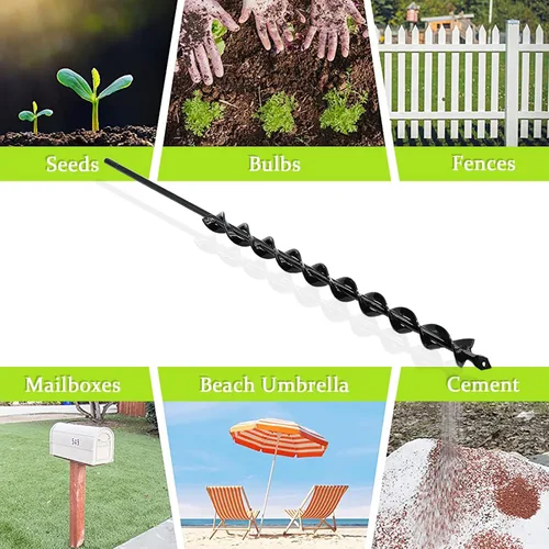 Vista 5 de TCBWFY Broca de barrena de 24 pulgadas para plantar - Mango largo de 1.2"x24" Plantadora fácil Barrena de jardín - Barrenas para bulbos y plantas