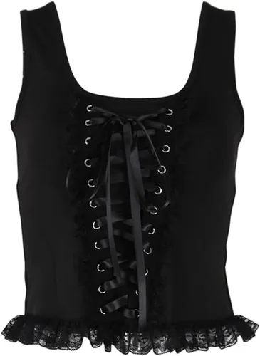 Vista 20 de Camisetas sin mangas góticas para mujer, camisola gótica Y2k