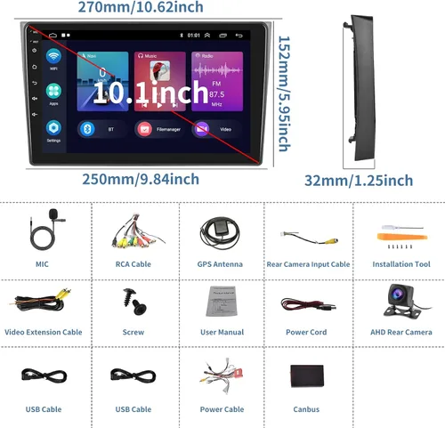 Vista 8 de Estéreo de coche 2G+64G Android 13 para Mazda CX-9 2007-2015, radio de coche con pantalla táctil HD de 10.1 pulgadas con Apple Carplay y Android