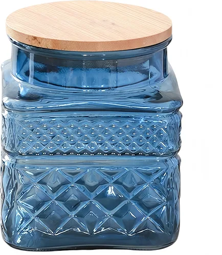 Vista 11 de Tarro de almacenamiento de vidrio grande de 60 onzas líquidas con tapa hermética de madera de bambú, contenedor de almacenamiento de alimentos