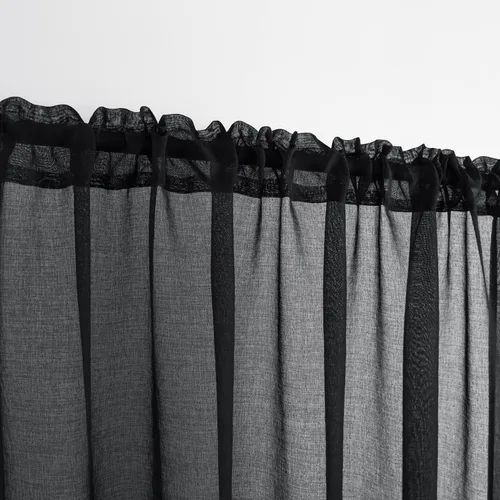Vista 6 de XTMYI Cortinas negras de 48 pulgadas de largo para dormitorio, juego de 2 paneles, bolsillo para cortinero, cortinas de encaje transparentes