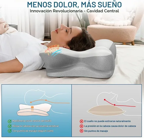 Vista 6 de Almohada Cervical para el Cuello - Almohada Refrescante para Alivio del Dolor de Cuello, Almohada Ergonómica para Personas que Duermen de Lado