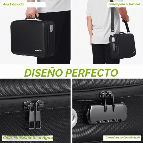Vista 2 de PAWBOSE Caja de Seguridad para Documentos Ignífuga para el Hogar con Bloqueo de Combinación, Caja Rígida Ignífuga y Resistente al Agua de 16x12x5