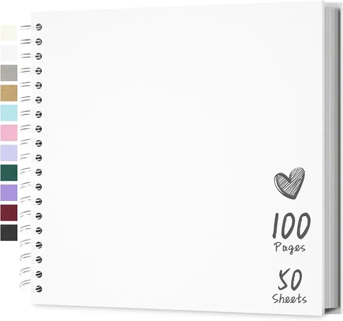 Vista 34 de Álbum de recortes de 7 x 7 pulgadas, álbum de recortes DIY de tapa dura de papel kraft, álbumes de fotos, 40 páginas, perfecto para fotos de 4 x 6