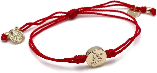 Vista 2 de St Michael Archangel Coin Medal on Adjustable Red Cord Wrist Adjustable Bracelet