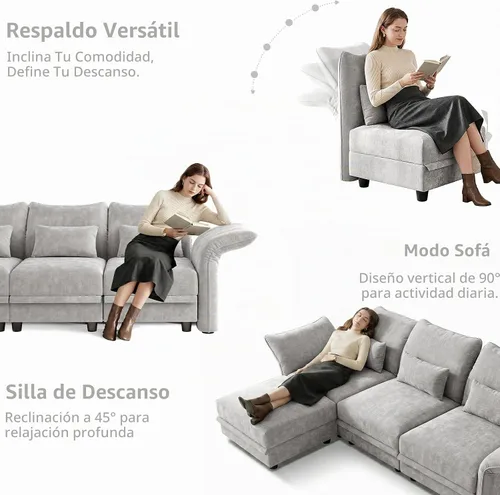 Vista 7 de LLappuil Sofá modular de gran tamaño de 179 pulgadas con asiento de almacenamiento, sofás seccionales grandes de 14 piezas para sala de estar