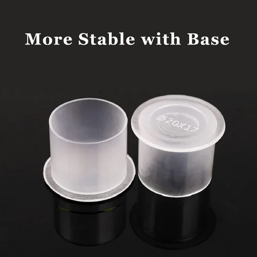 Vista 8 de Tapas de tinta para tatuaje, 1000 vasos de tinta para tatuajes con base de 0.433 in, tapas de tatuaje de plástico para suministros de tatuaje