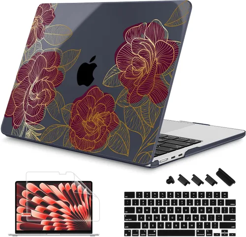 Vista 28 de Mektron Diseñada para MacBook Air 2025/2024/2023 de 15 PULGADAS M4 A3241 /M3 A3114 /M2 A2941, Carcasa de Cubierta Rígida de Plástico Impreso