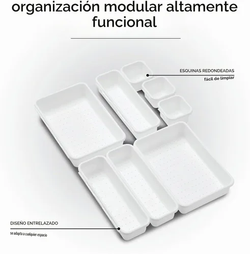 Vista 4 de Madesmart Paquete de compartimentos con enclavamiento, blanco, 8 piezas
