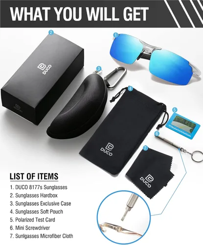 Vista 29 de Duco - Gafas de sol deportivas polarizadas para hombre con protección UV 8177s