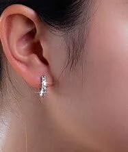 Vista 3 de Hoop Earrings,Fashion Cubic Zirconia Hoop Earrings,Silver Plated Round CZ Huggie Hoops Small Hoop Earrings for Women Girls