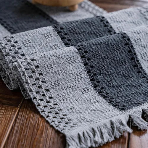 Vista 13 de Camino de mesa de macramé, color beige crema, bohemio, con borlas, camino de mesa de algodón tejido a mano, camino de mesa rústico para cocina