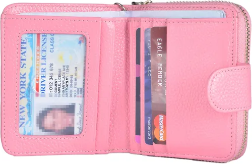 Vista 4 de Beurlike billetera de cuero, con tarjetero con bloqueo RFID, organizador, billetera segura para mujer