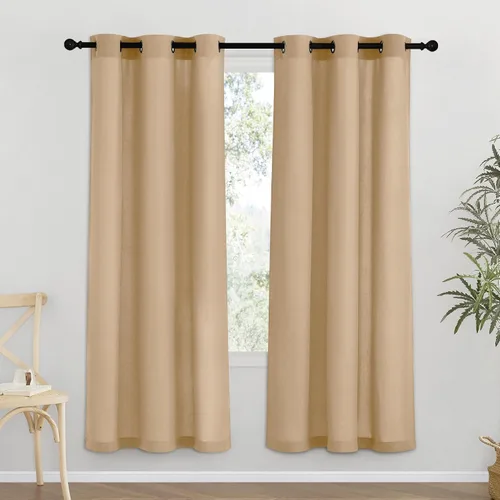 Vista 80 de NICETOWN - Cortinas de lino angora para ventana de cocina sobre el fregadero, con ojales, lino grueso angora, tratamientos cortos para ventanas