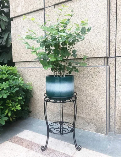 Vista 2 de TREEZITEK Soporte de metal alto de 11.8 pulgadas de diámetro para interiores o exteriores, soporte resistente para macetas con capacidad