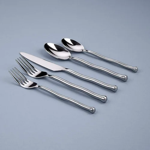 Vista 2 de Gourmet Settings - Juego de cubiertos de 20 piezas - Colección Exotique Platinum - Juego de cubiertos mate y pulido - Servicio para 4 - Utensilios